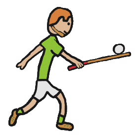 Hurling - player runs with the ball balanced on hurley stick