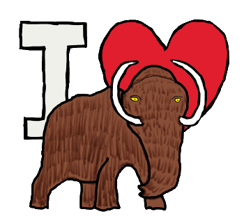 I Love Woolly Mammoths shows a mammoth in front of an I Love symbol. A fun graphic for woolly mammoth fans and friends.