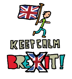Brexit logo with Union Jack X in the middle