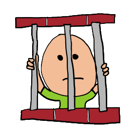 Prisoner design shows an inmate holding the bars in their prison cell window and looking out. Will anyone let them out? An anti lockdown, anti prison, anti restriction graphic for the locked down generation.