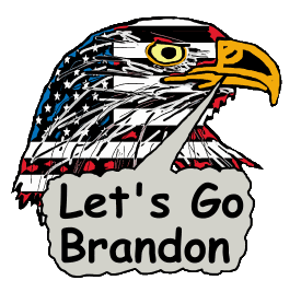 Cool Let's Go Brandon design features an eagle with the Stars and Stripes infill saying the words 