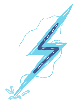 A flash of lightning streaks across the sky in this depiction of a lightning bolt.