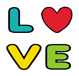 Love design features the word 