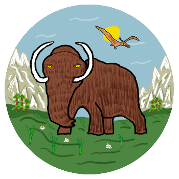 Brown woolly mammoth faces the viewer