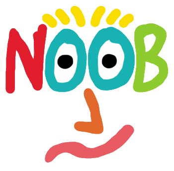 Noob design features the word 