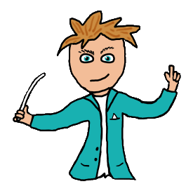 Orchestra Conductor design shows a conductor conducting an orchestra with a baton and wave of his hands.