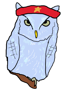 Owl wearing a red beret