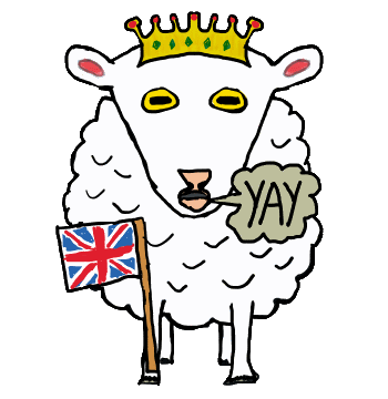 Patriotic Royal Sheep shows a sheep celebrating the latest Royal whatever