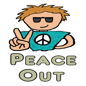  Peace Out is a fun design for the peace-loving pacifist in you. Features cool guy flashing a peace sign, wearing a peace sign and generally being peaceful. Peace Out!