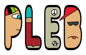 Pleb is a fun design using the letters and a few images to create a pleb style statement.  Yes.  I'm a Pleb.  Whatever.