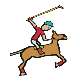 Polo player on horseback with mallet