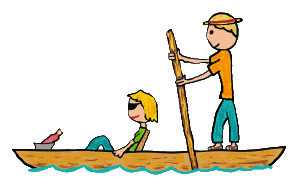 Punting design shows two people in a punt with expert using pole