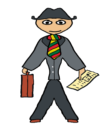 Office worker with briefcase and Rasta color tie