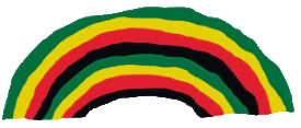 A hand drawn Rasta rainbow in black, red, gold and green