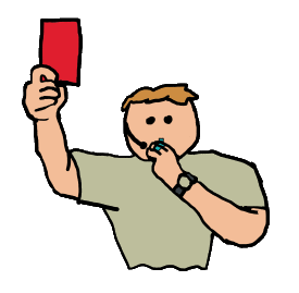 Red Card Football Referee shows a referee sending a player off - showing the red card and blowing his whistle. Fun graphic for football fans and fans of referees, if there are any!