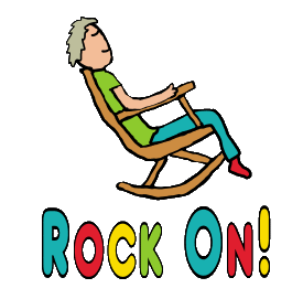 Retired Rocking Chair design shows a retiree relaxing above a humorous 