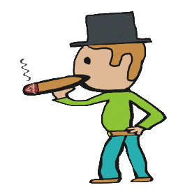 Rich Guy design shows Mr.1% top hat wearing cigar smoking wealthy successful guy