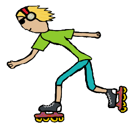 Rollerblading design shows a fast moving inline skater on rollerblades or inline skates. A fun image for inline skaters and rollerblading fans.