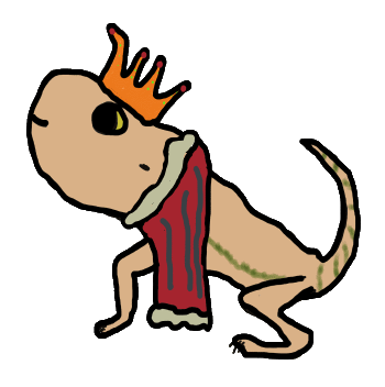 Royal Lizard design features a self-satisfied and smug lizard wearing a crown and robes.