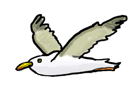 Seagull design shows a side-on view of a flying seagull, or gull to use its correct terminology. Not that the seagull cares what you call it.