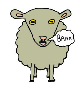 Baa Sheep is a graphic drawing of a sheep saying 