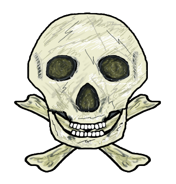 Skull and Crossbones features a hand drawn skull and a pair of crossed bones in a cool graphic for skeleton or pirate fans.