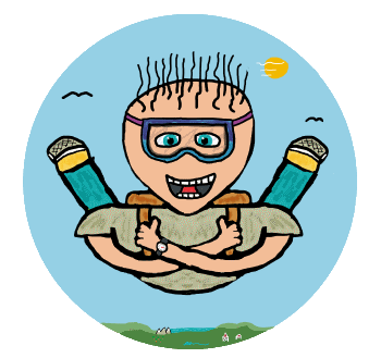 Humorous Skydiving design shows a skydiver with arms crossed holding parachute straps and legs splayed out behind. Falls through the air waiting for the right moment to start parachuting. Wears goggles, hair flies upwards plus an expression that says 