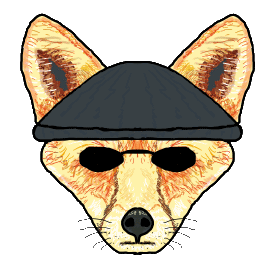 Sly Fox shows a cool looking fox wearing a beanie hat and shades.