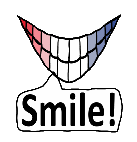 Smile is a graphic showing a big toothy grin with hints of red, white and blue in the teeth. An attractive and in your face design to show people you are smiling, and maybe they will too.