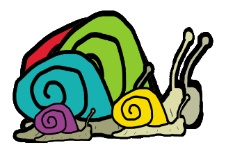 Snails design shows six colourful snails in a graphic style. For snail fans.