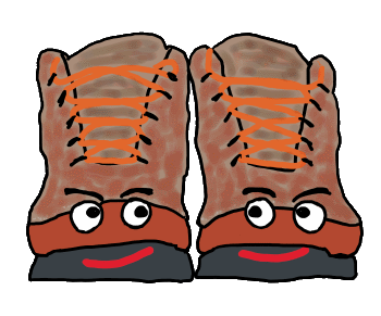 Funny Shoes design shows a pair of shoes smiling and making eyes at each other. Maybe they are sole mates.