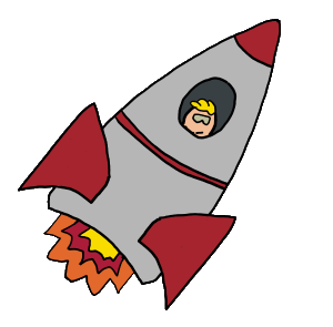 Space Rocket design shows a fun rocket with a spaceman inside