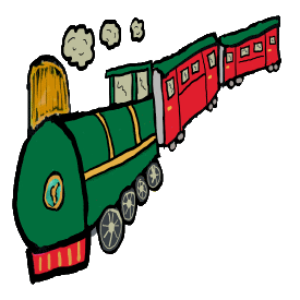Hand drawn steam train and carriages create a fun design for railway fans.