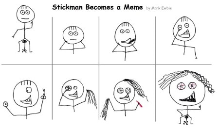 stickman alters appearance  to become a meme