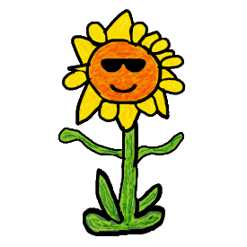A happy smiling sunflower in a fun drawing.