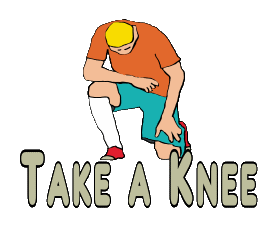 Take A Knee design features a kneeling sportsman with head bowed reflecting, honouring and protesting all at the same time.  Take A Knee and make a stand.