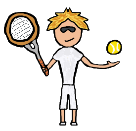 Tennis player stands with racket and ball ready to start the match