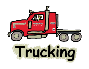 Trucker Trucking design features a hand drawn semi being driven by a relaxed truck driver - a fun graphic for truckers and haulage fans.
