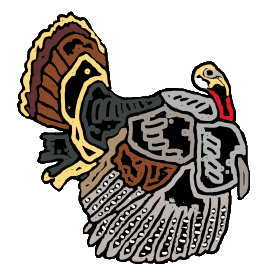 Turkey design shows a stylish wild turkey standing proudly with full feather display.  For Thanksgiving or maybe just as a friend.