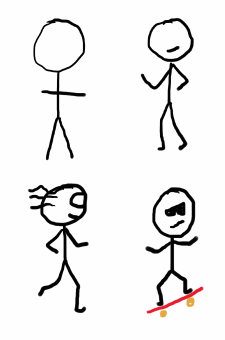 Different styles of stick figure