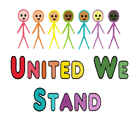 United We Stand shows seven stick figures with the 