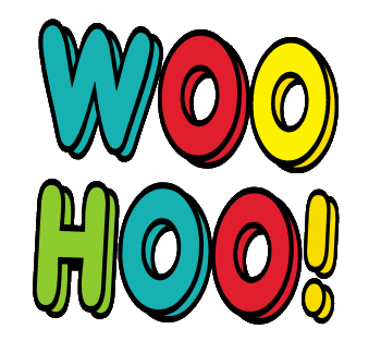Celebrate that woohoo feeling with this fun design.  Big woohoo lettering in bright colours for an in your face graphic.  Woohoo!